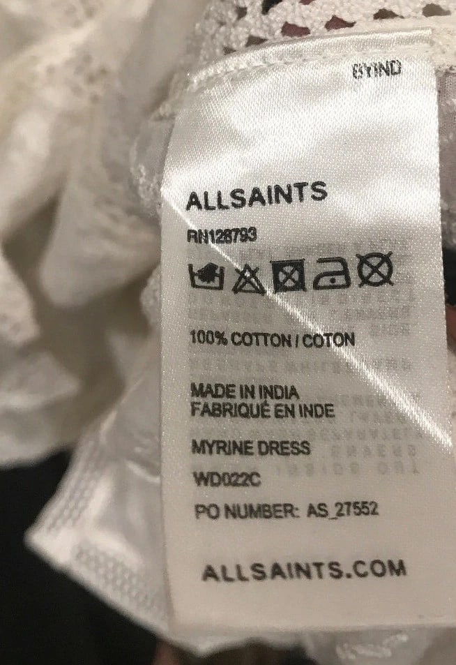 All Saints White Lace Bohemian Peasant Mini Dress Size 4 Small - 4