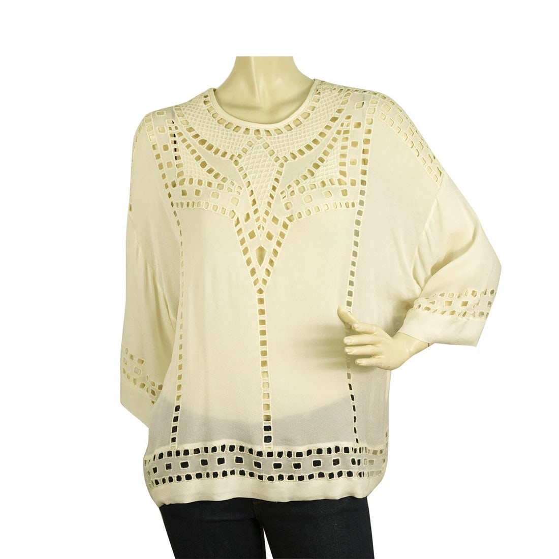 Isabel Marant Etoile Vanilla Crean Lace Tunic 3/ 4 Sleeves Blouse Top size 38 (1 of 6)