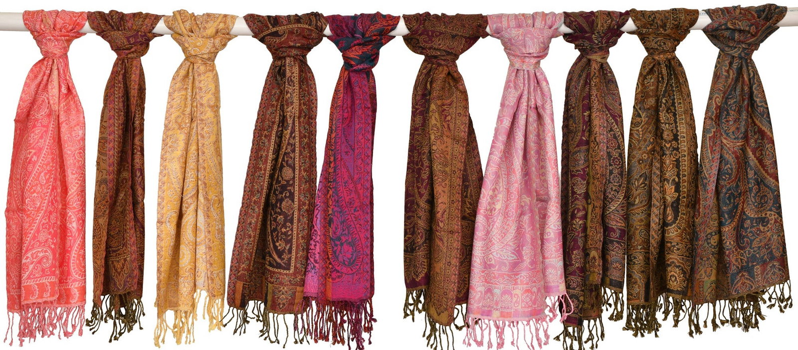 Lot of Ten Jamawar Scarves: Title:Lot of Ten Jamawar Scarves Description:To add that grace and make a style statement a minimalistic yet class apart addition of a scarf is enough. By welcoming this collection of ten jamawar