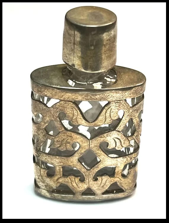 Vintage JJC Mexico Sterling Silver and Glass Perfume Bottle - 2