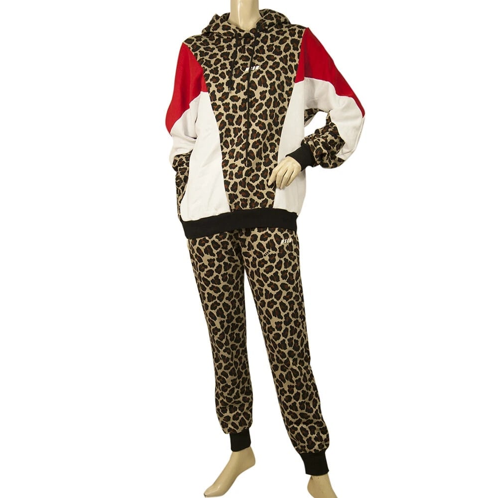 MSGM Animal Leopard Print Hoodie Top Sweat Pants Cotton Lounge Set (S - XS) (1 of 12)