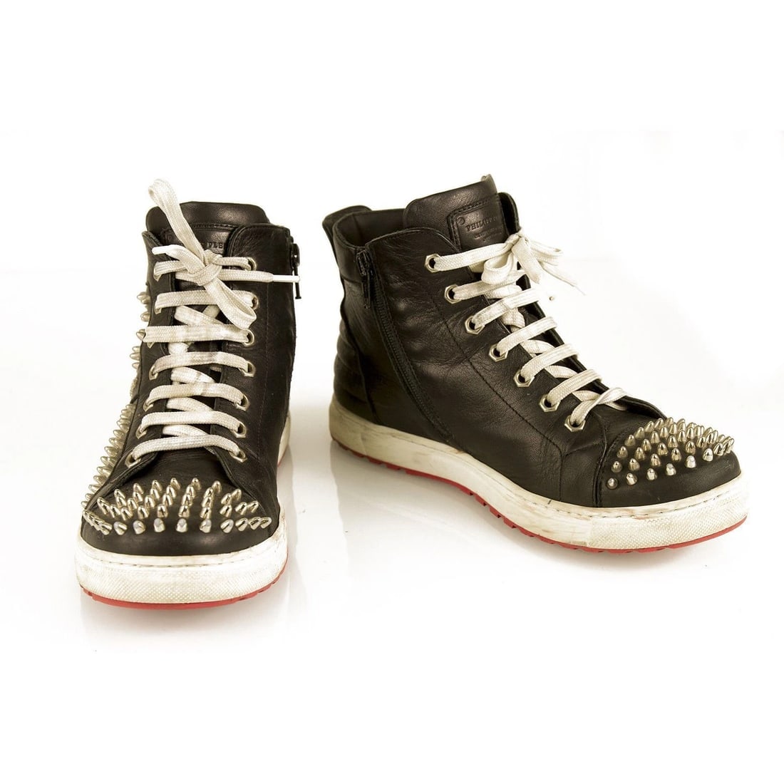 PHILIPP PLEIN Studded Hi-top Leather Sneakers High Top Trainers sz 37 Shoes (1 of 10)