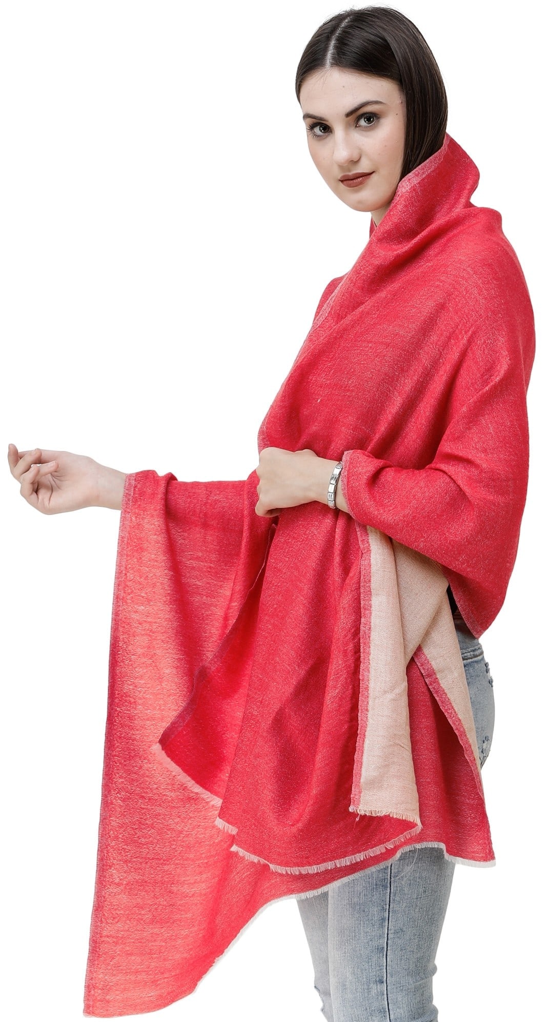 Plain Reversible Semi-Cashmere Stole - 2