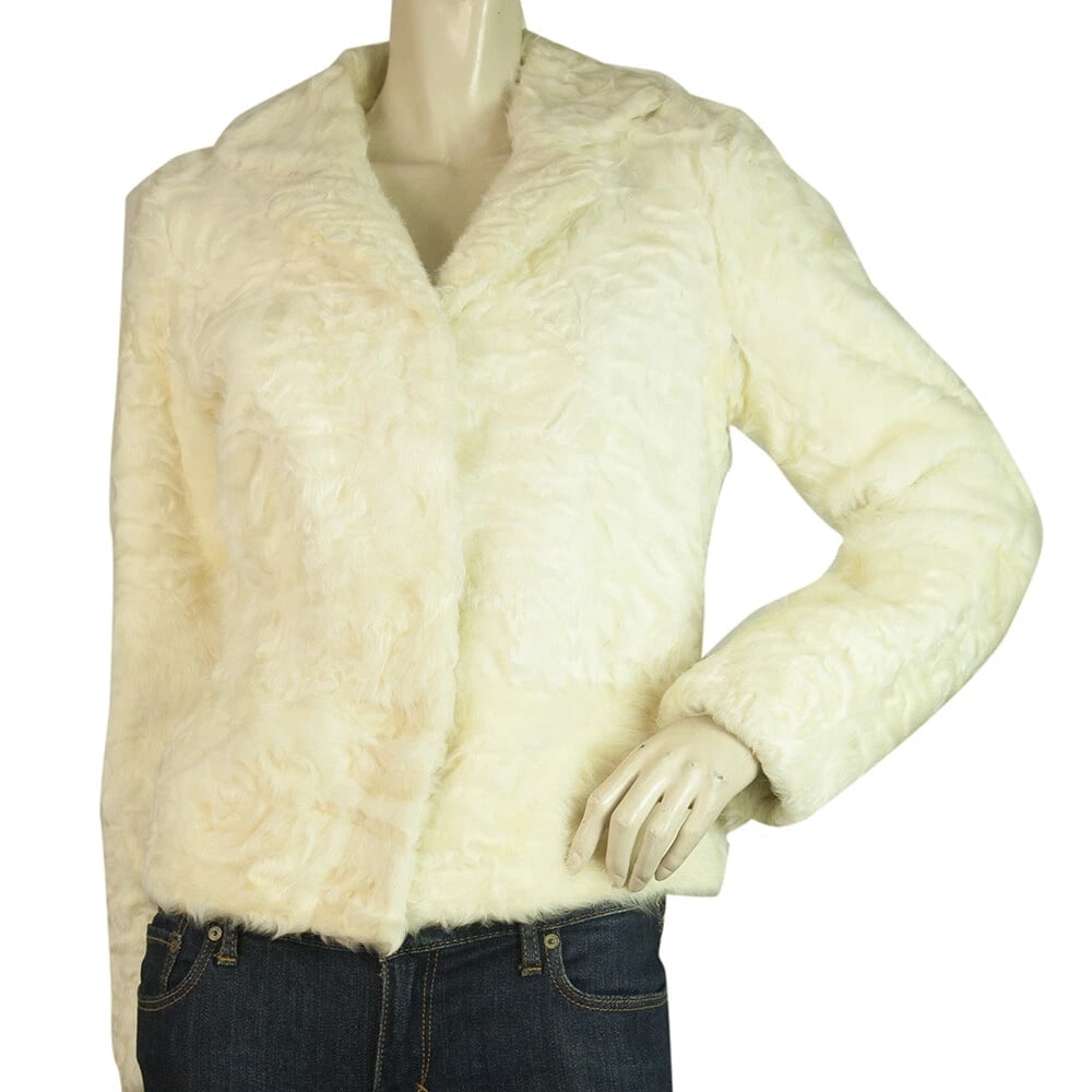 Thes & Thes White Fur Long Sleeve Short Jacket Coat size 46 (1 of 6)