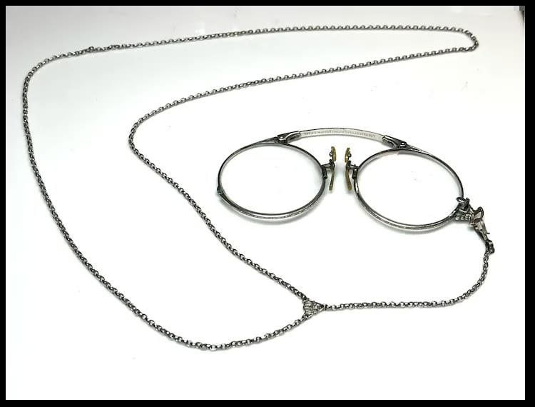Antique Folding Glasses on Chain - 6