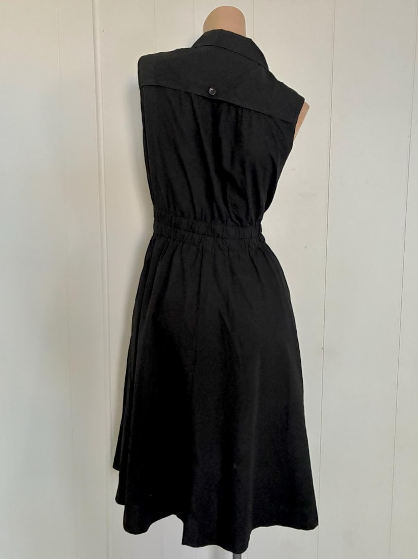 Vintage 1970s 1980s Black Cotton Shirtdress Sz S - 4