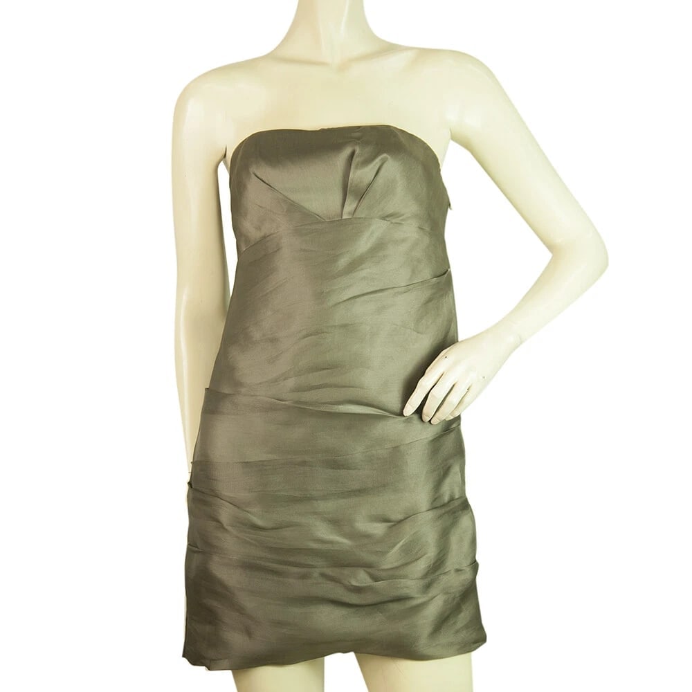 Jay Ahr Taupe Brown Strapless 100% Silk Mini Length Dress size S (1 of 6)