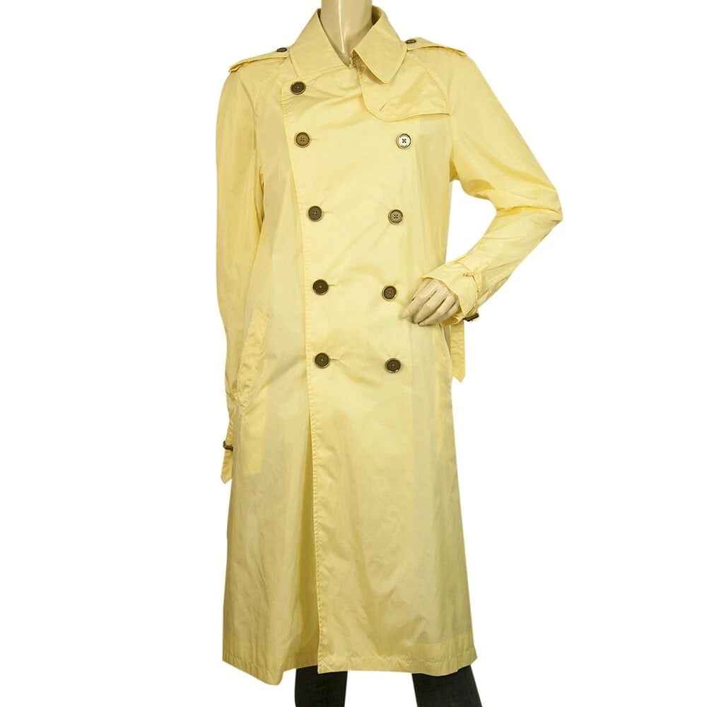Burberry Light Yellow Polyamide Raincoat Mac Trench Jacket Coat size US8, UK10 (1 of 8)