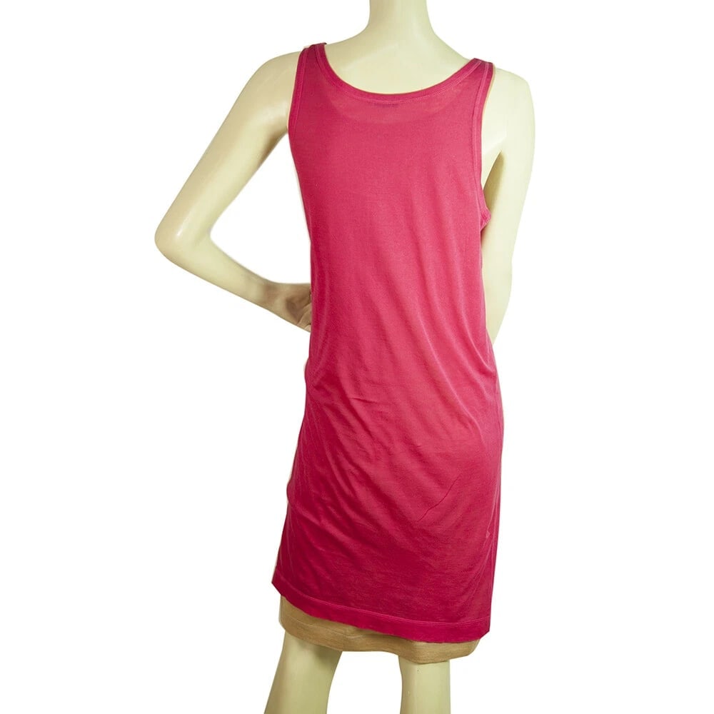 Tomas Maier 2 in 1 Fuchsia Cotton Cashmere Beige Sleeveless Tank Dress size 40 - 2