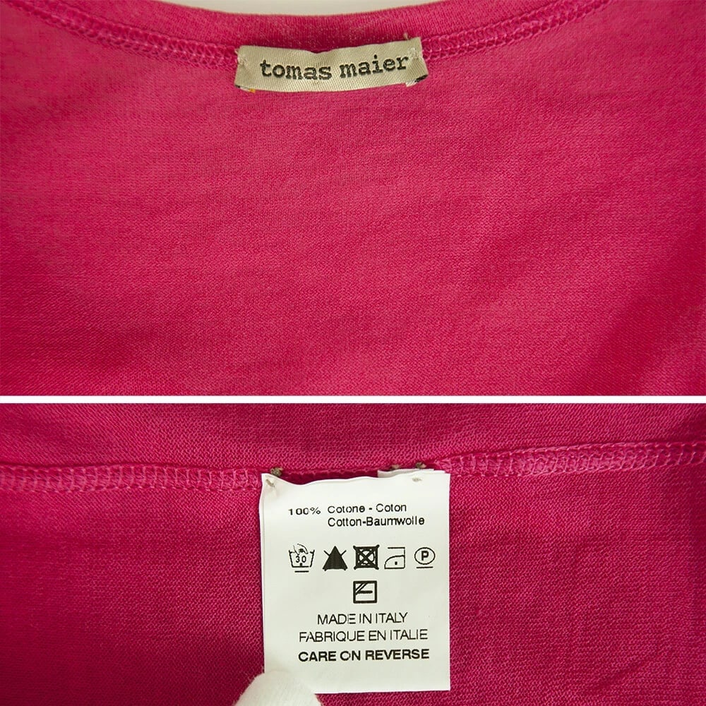 Tomas Maier 2 in 1 Fuchsia Cotton Cashmere Beige Sleeveless Tank Dress size 40 - 3