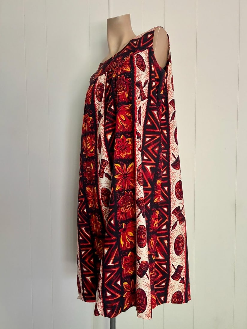 Vintage 1960s Hawaiian Cotton MuuMuu Dress Sz S M - 4