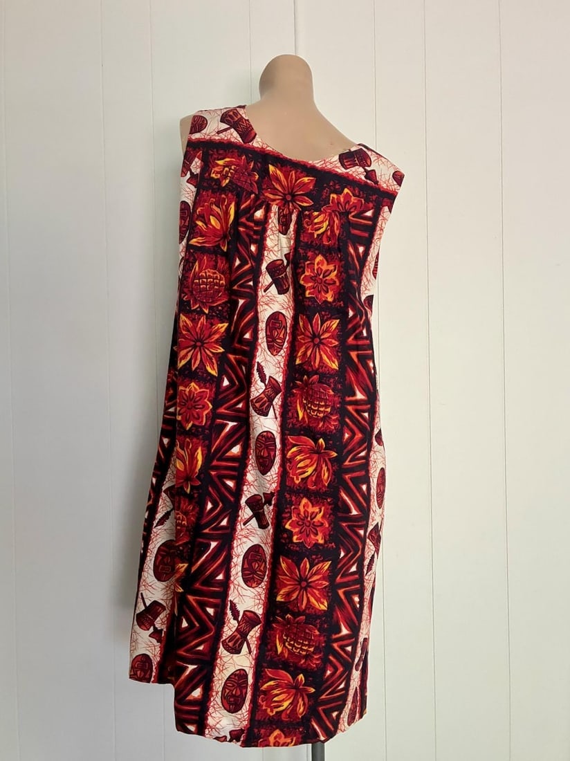 Vintage 1960s Hawaiian Cotton MuuMuu Dress Sz S M - 7