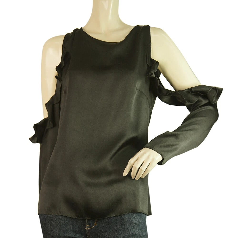 Cushnie et Ochs Black 100% Silk Ruffled Open Cut Shoulders Blouse Top size US 8: Title:Cushnie et Ochs Black 100% Silk Ruffled Open Cut Shoulders Blouse Top size US 8 Description:Cushnie et Ochs Black 100% Silk Ruffled Open Cut Shoulders Blouse Top size US 8 This impressive top by