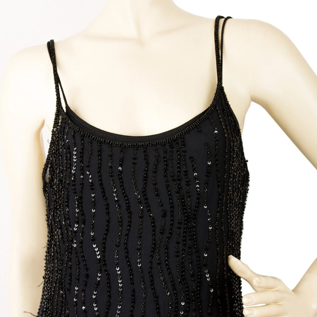MCM spagetti sleeves beaded evening cocktail dress 38 - 2