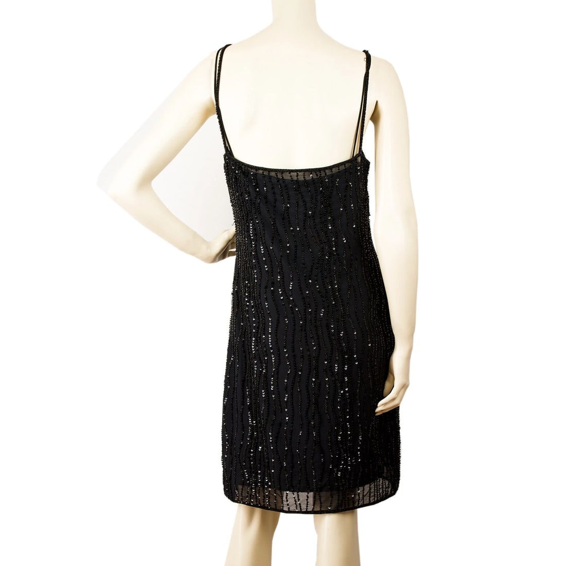 MCM spagetti sleeves beaded evening cocktail dress 38 - 4