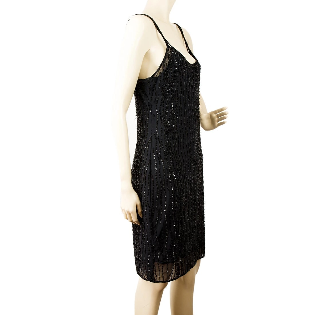 MCM spagetti sleeves beaded evening cocktail dress 38 - 5