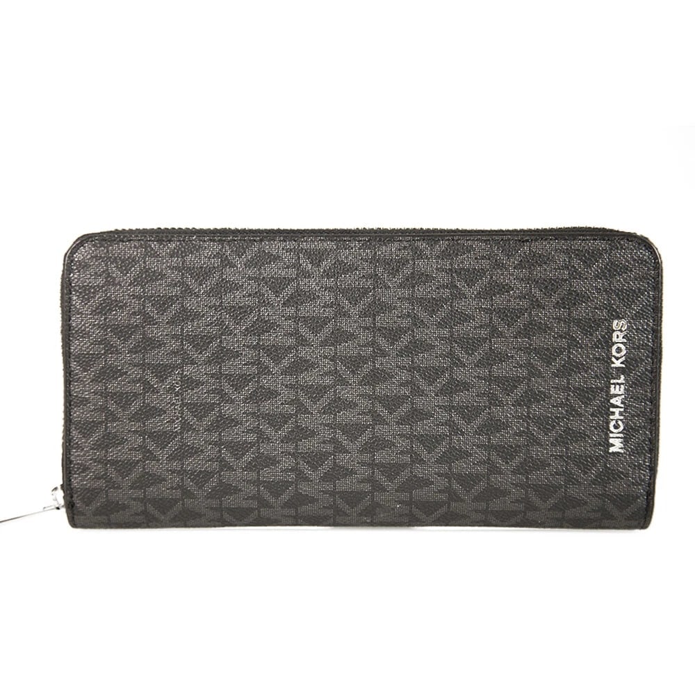 Michael Kors - Cooper Black Logo Canvas Zip Around Smartphone Wallet , New (1 of 7)