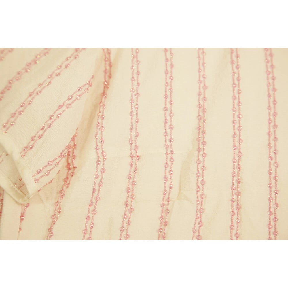 Escada Silk Cream with Pink Beaded Stripes Tunic Blouse Top Size 44 - 5