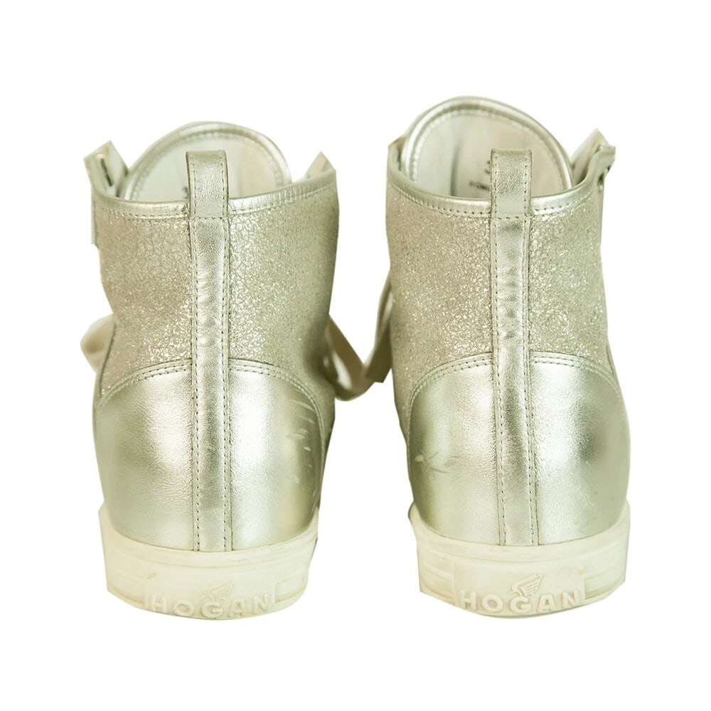 Hogan Rebel Silver Lace Up & Zipper High Top Trainers Sneakers size 37 Shoes - 3