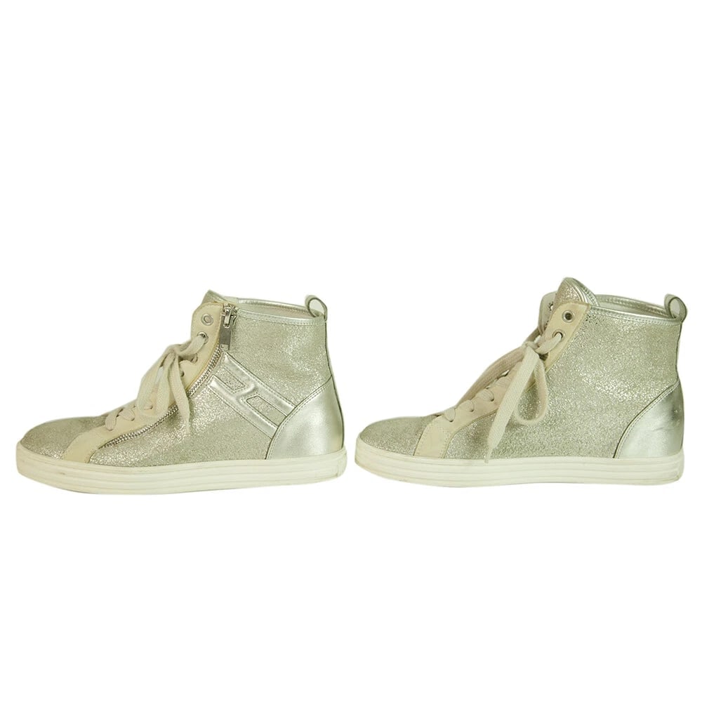 Hogan Rebel Silver Lace Up & Zipper High Top Trainers Sneakers size 37 Shoes - 4