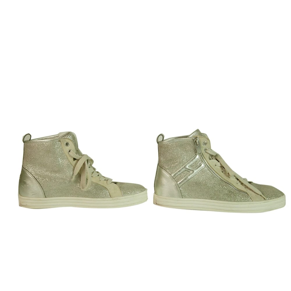 Hogan Rebel Silver Lace Up & Zipper High Top Trainers Sneakers size 37 Shoes - 5
