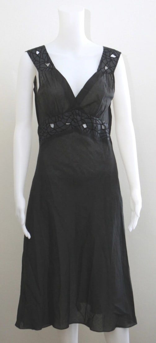 ALLEGRA HICKS BLACK SUMMER DRESS XS 100% COTTON - 2