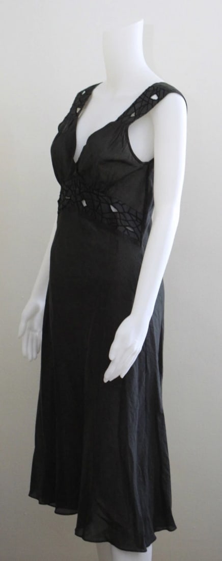 ALLEGRA HICKS BLACK SUMMER DRESS XS 100% COTTON - 3