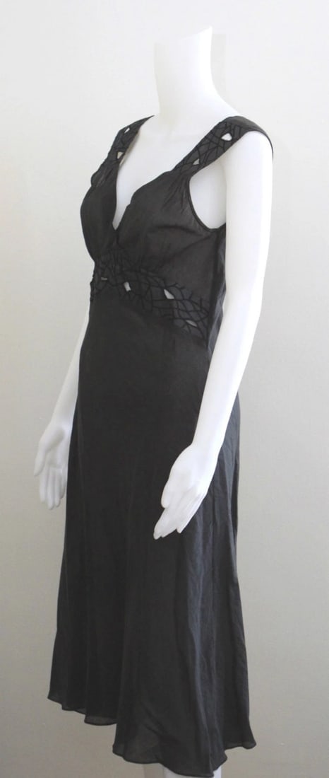 ALLEGRA HICKS BLACK SUMMER DRESS XS 100% COTTON - 5