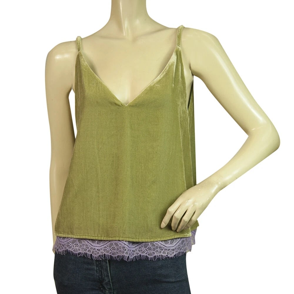 Scotch & Soda Green Velvet Purple Lace Sleeveless Camisole cami Top Size XS (1 of 7)