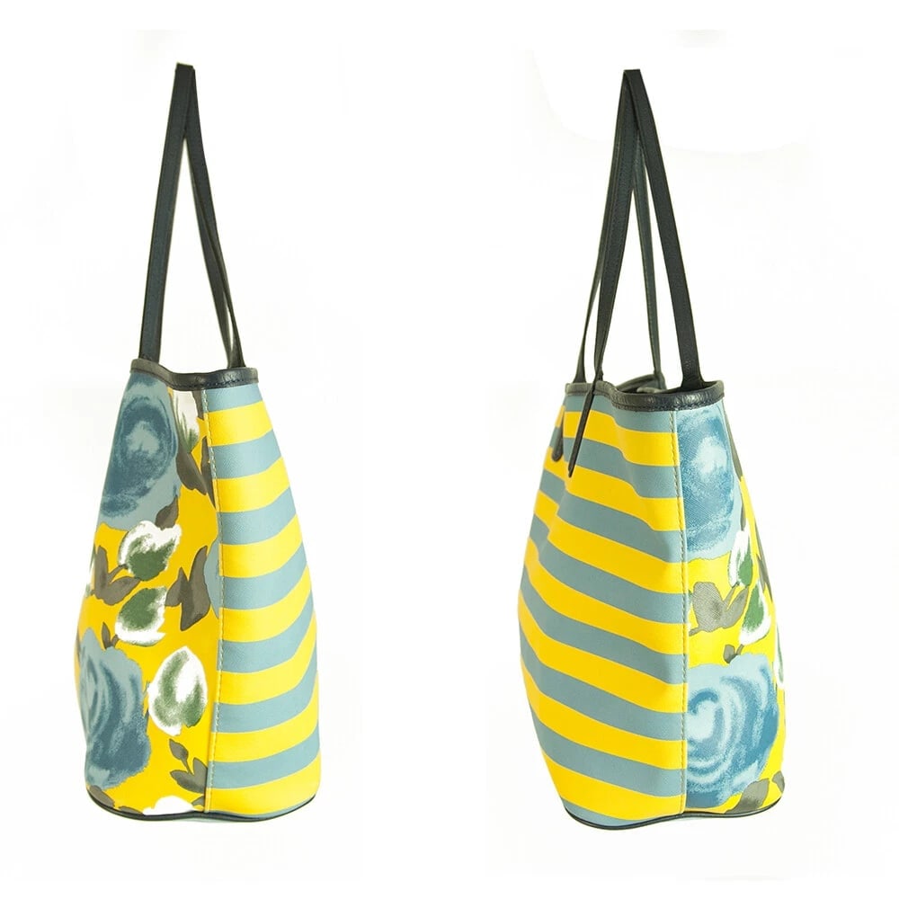 Marc by Marc Jacobs Yellow Blue Floral Canvas Shopper Tote Shoulder Bag Handbag - 5