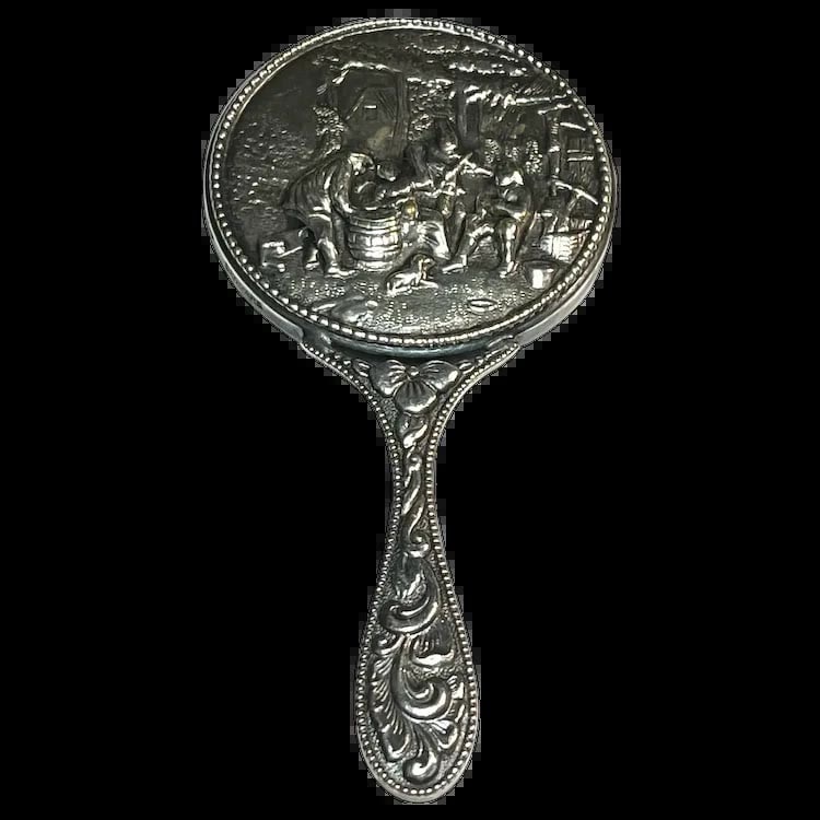 Vintage Denmark Hans Jensen Handheld Handbag Mirror (1 of 11)
