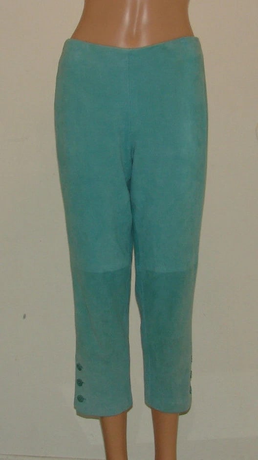RALPH LAUREN COLLECTION SIZE 6 MADE IN USA 100% SUEDE CROPPED PANTS - 5