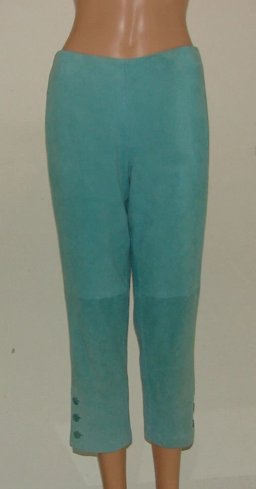 RALPH LAUREN COLLECTION SIZE 6 MADE IN USA 100% SUEDE CROPPED PANTS - 6