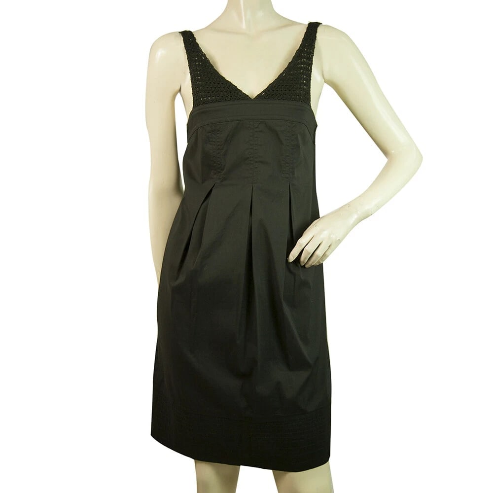 BCBG Max Azria Black Crochet Knit Bust Straps Mini Length Dress size 0 (1 of 6)