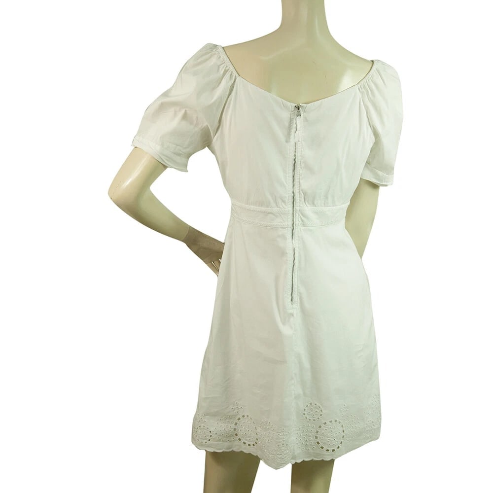 BCBG Max Azria White Puff Sleeves Lace Details Mini Length Dress size 2 - 2