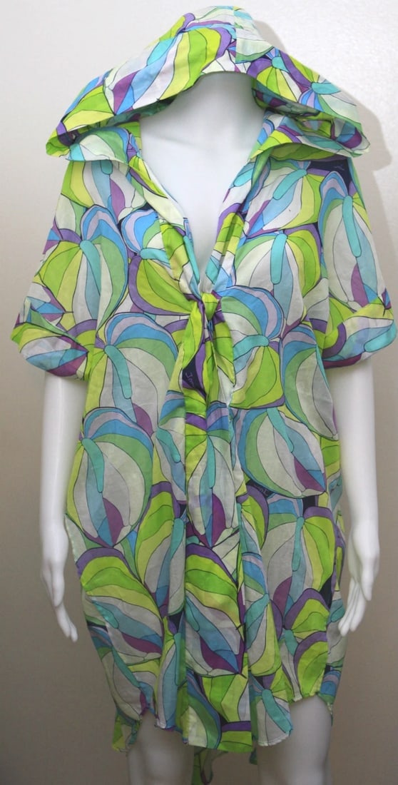 ISSA STYLISH SUMMER COLORFUL TOP BLOUSE TUNIC WITH HOODIE COTTON - 2