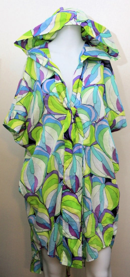 ISSA STYLISH SUMMER COLORFUL TOP BLOUSE TUNIC WITH HOODIE COTTON - 4