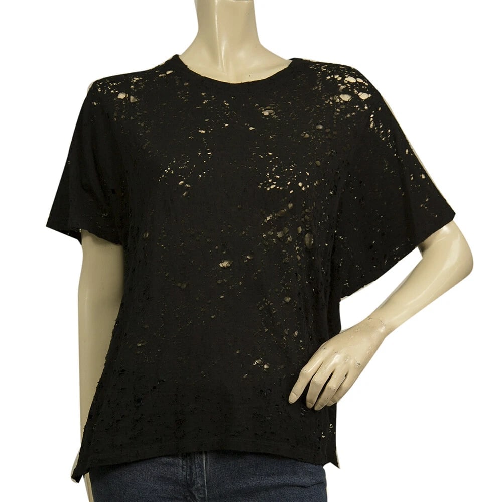 IRO Grayle Black Cotton Short Sleeve T-shirt Top with Holes size XS: Title:IRO Grayle Black Cotton Short Sleeve T-shirt Top with Holes size XS Description:IRO Grayle Black Cotton Short Sleeve T-shirt Top with Holes size XS A black, relaxed-fit " Grayle" tee by IRO Jean