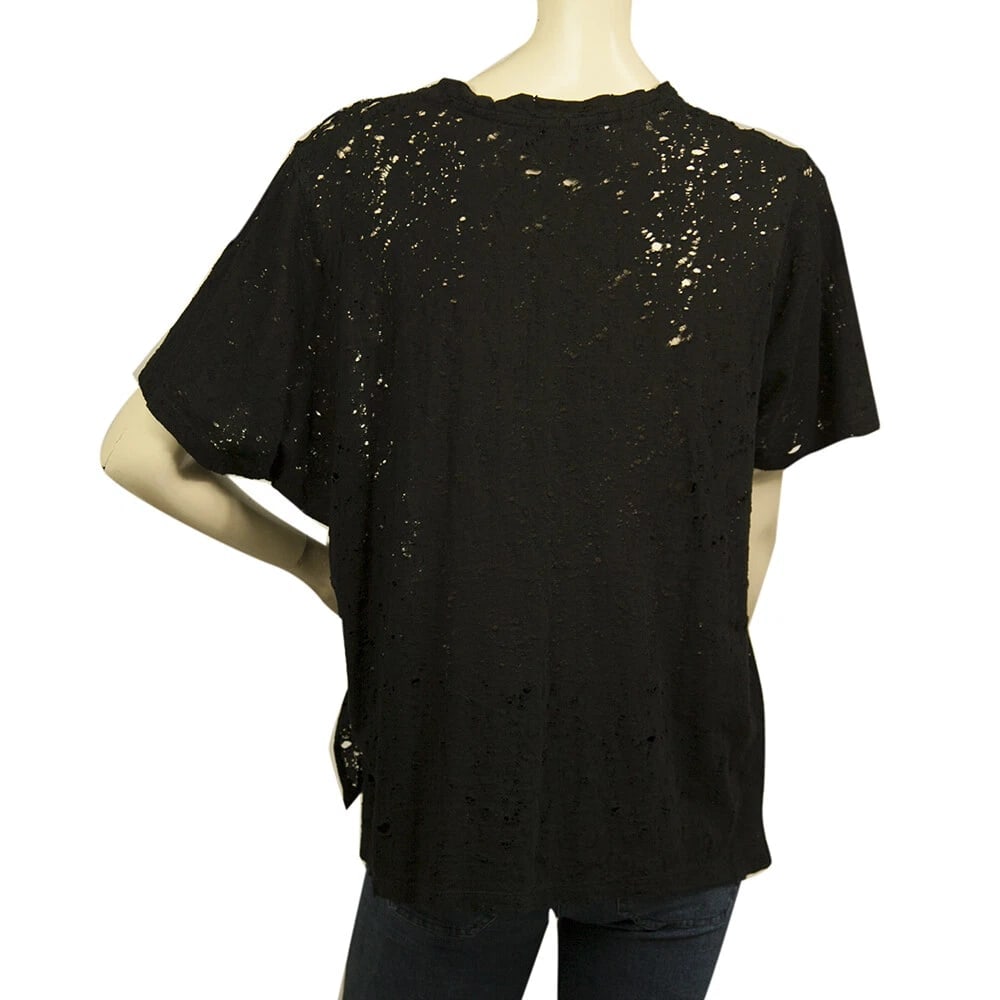 IRO Grayle Black Cotton Short Sleeve T-shirt Top with Holes size XS - 2