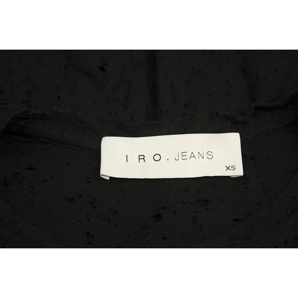 IRO Grayle Black Cotton Short Sleeve T-shirt Top with Holes size XS - 3