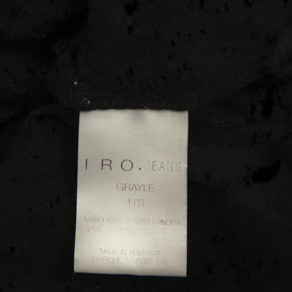 IRO Grayle Black Cotton Short Sleeve T-shirt Top with Holes size XS - 4