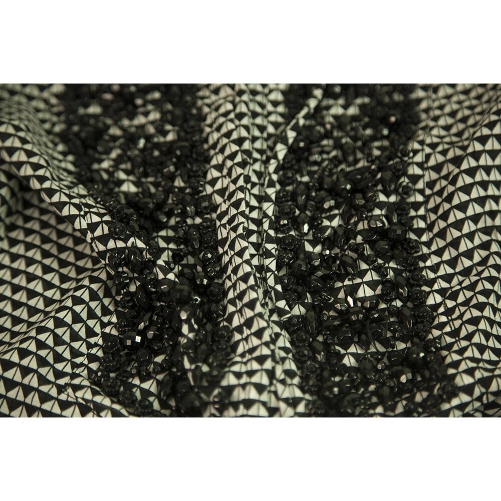 Steffen Schraut Black & White Beaded Tunic Geometrical Tie Front Top Blouse 34 - 5