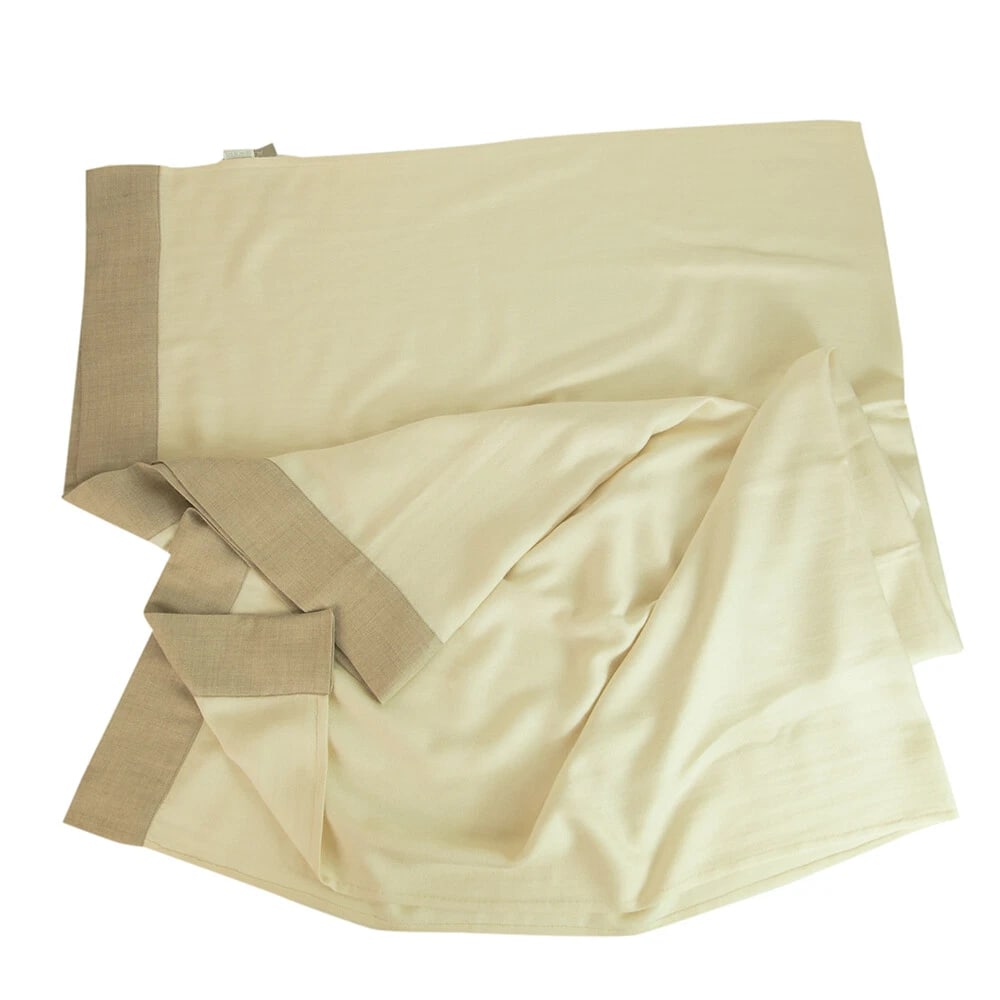 AGNONA Cream & Beige Cashmere & Silk Rectangular Large Scarf Shawl Pasmina - 5