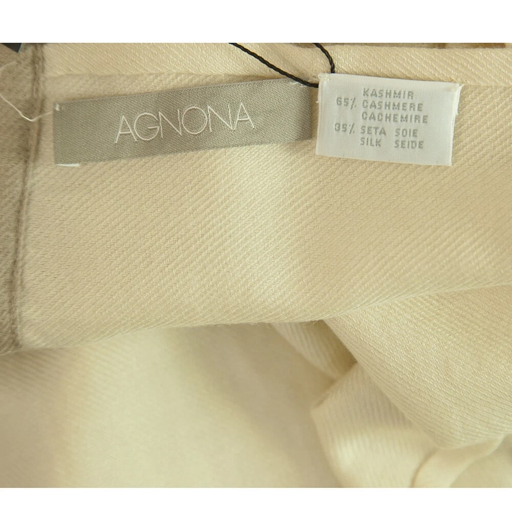 AGNONA Cream & Beige Cashmere & Silk Rectangular Large Scarf Shawl Pasmina - 7