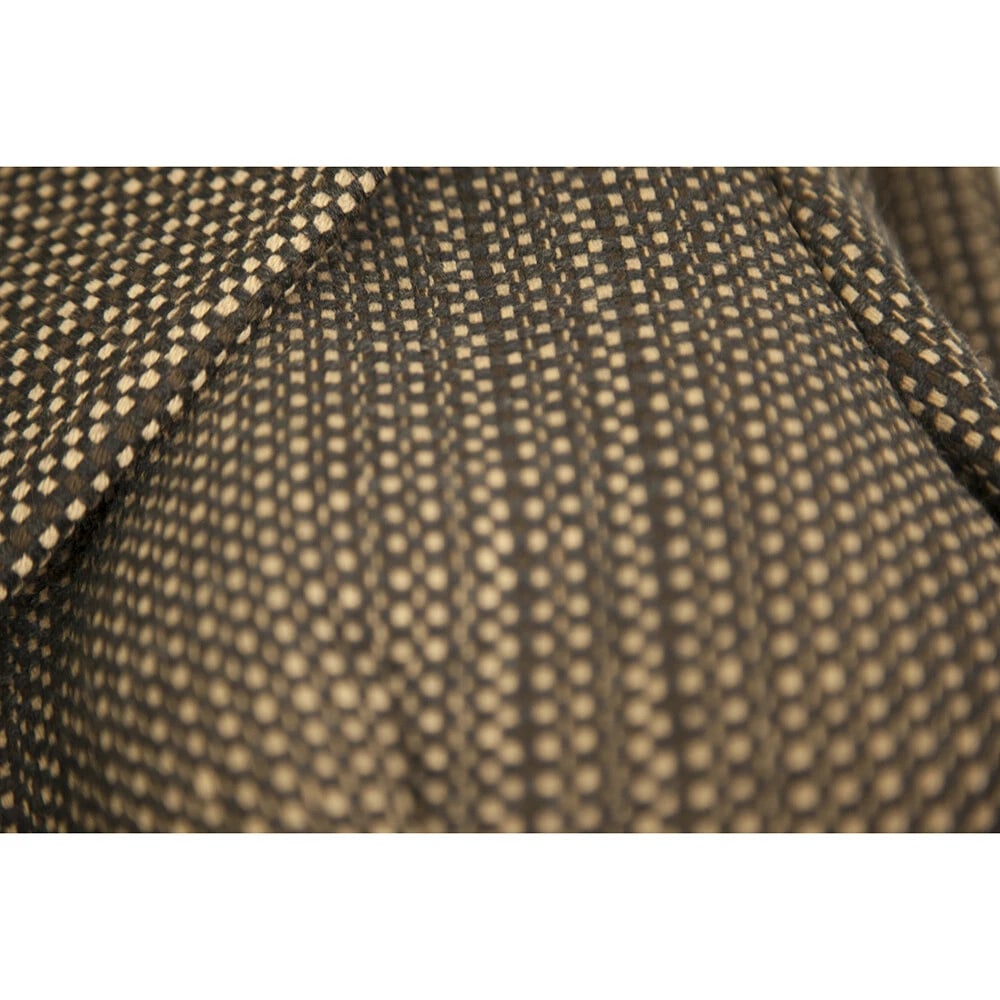 Prada Brown, Beige & Black Tweed Virgin Wool below the knee Coat with bow sz 42 - 5