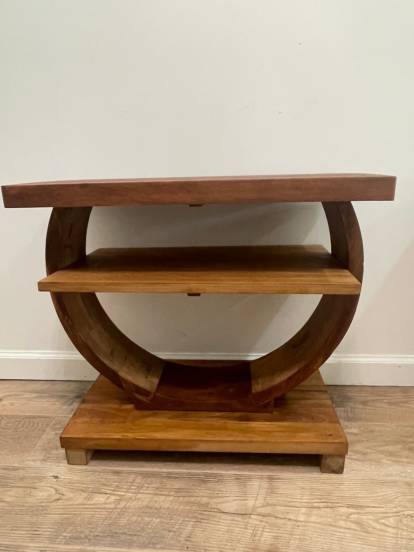 Sculptural Art Deco Style Hardwood Coffee Table & Matching End Tables (3-Piece Set) - 8