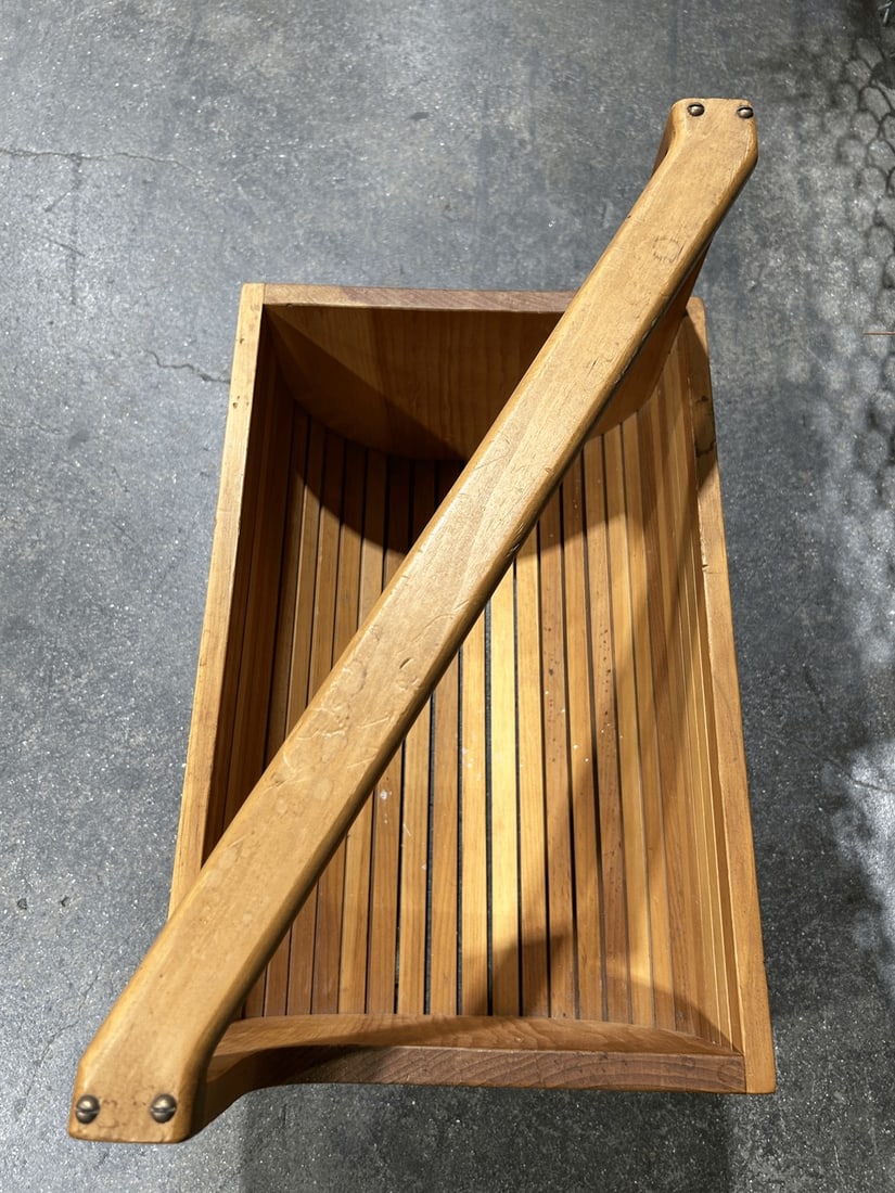 Mid-Century Modern Teak Slat Magazine Basket - 2