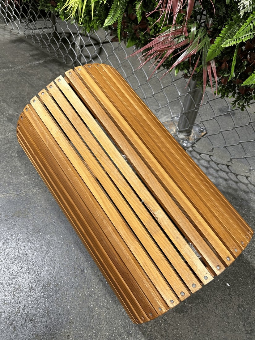 Mid-Century Modern Teak Slat Magazine Basket - 5