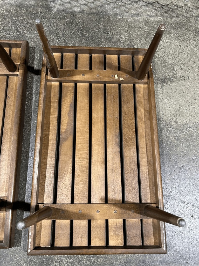 Pair of Mid-Century Modern Slat-Top Benches - 3