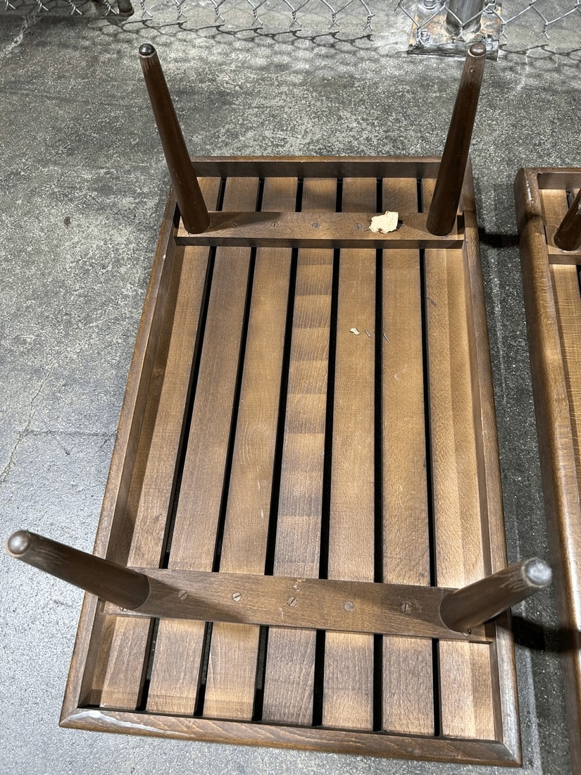 Pair of Mid-Century Modern Slat-Top Benches - 4